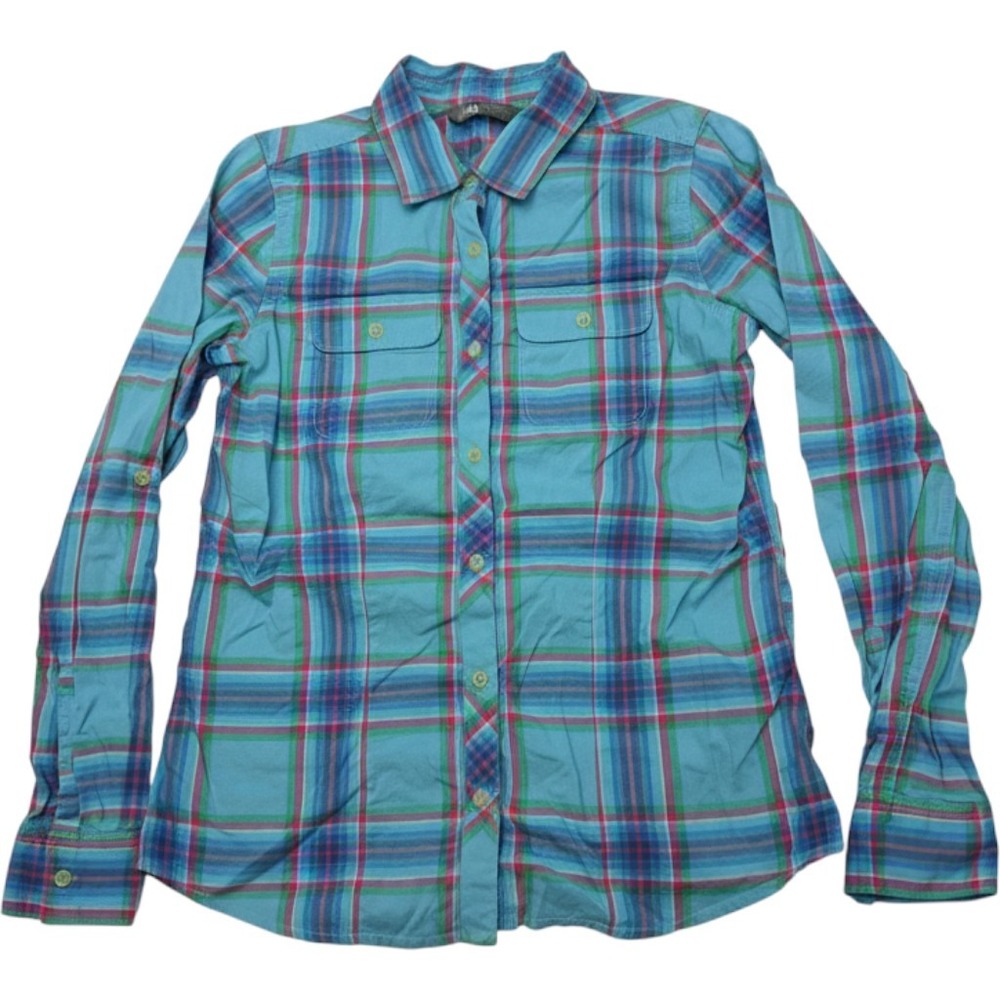 The North Face Plaid Button Down Shirt S Blue Pink Gorpcore Hiking Casual